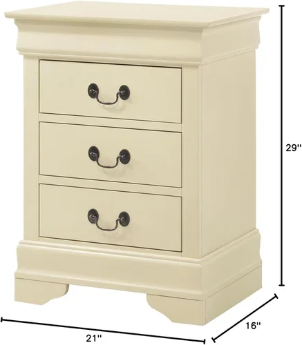 Vista 6 de Glory Furniture Louis Phillipe Mesita de noche con 3 cajones en color beige