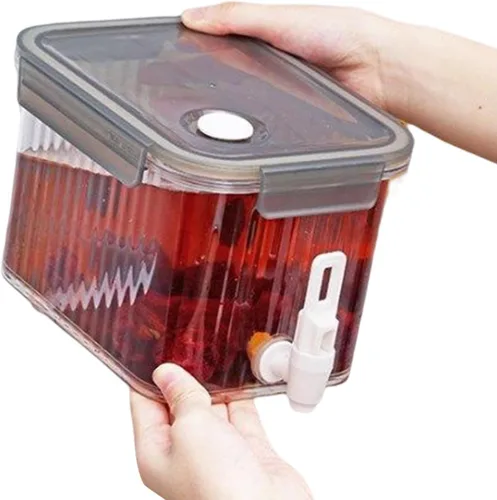 Vista 5 de Dispensador de bebidas de 2.5 litros con espita, dispensador de bebidas de 0.66 galones, contenedor de bebidas frías para jugo helado de leche