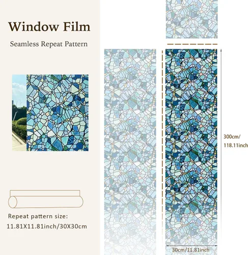 Vista 3 de funlife Película original de privacidad dibujada a mano para ventana, reutilizable, de una cara, cubiertas de vidrio estáticas aptas para entrada