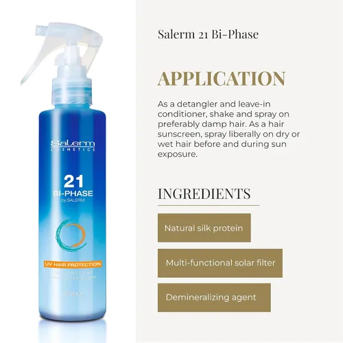 Vista 4 de SALERM - Acondicionador Bifase 21 Bifase - 6.4 fl oz - Acondicionador sin enjuague - Protege el cabello contra el sol, el cloro y la sal