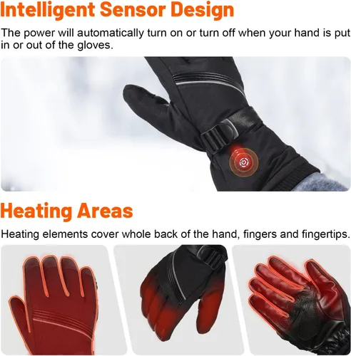 Vista 2 de Guantes calefactables, guantes térmicos para hombres y mujeres, guantes eléctricos recargables, impermeables, calentadores de manos, guantes