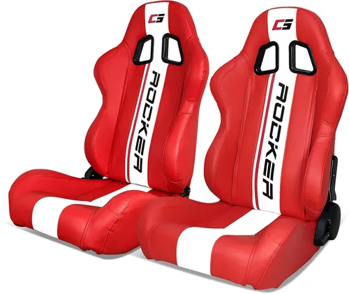 Vista 33 de IKON MOTORSPORTS, Asiento universal de carreras PU + cuero de carbono + gamuza, con deslizadores dobles, asiento deportivo reclinable negro