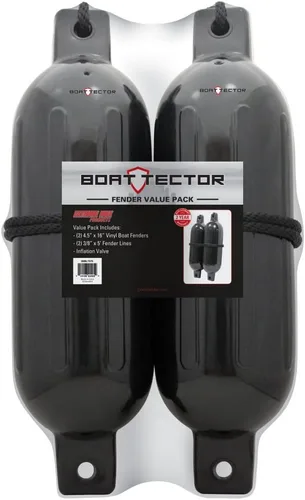 Vista 2 de Extreme Max 3006.7375 BoatTector Defensa Inflable Value Paquete de 2 - 4.5" x 16", Negro