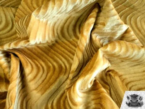 Vista 4 de Tela de tapicería de terciopelo Flocado Swirl Gold