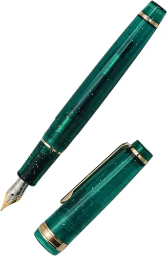 Vista 22 de 82 Pluma estilográfica - Barril de material acrílico, plumín extrafino de iridio con convertidor de tinta, pluma de escritura suave, diseño clásico