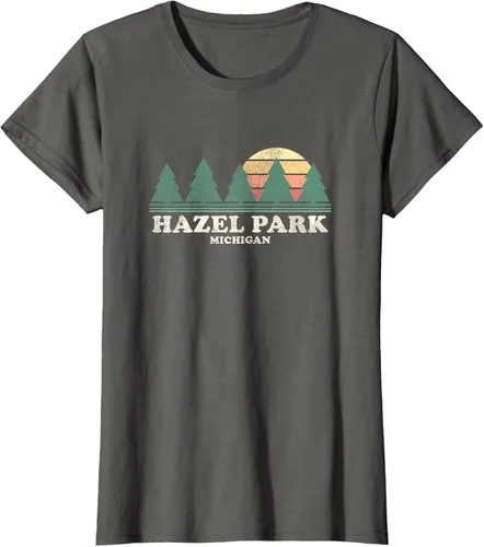 Vista 8 de Hazel Park MI - Camiseta vintage con diseño retro de los años 70, Azul / Patchwork, S