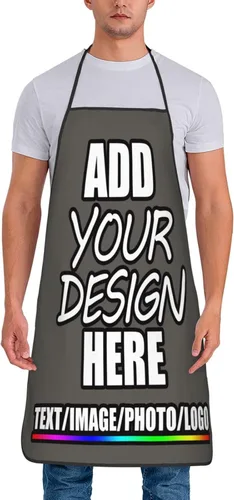 Vista 32 de Delantal personalizado personalizado para añadir nombre, foto, texto, logotipo, cocina ajustable para cocinero para hombres y mujeres
