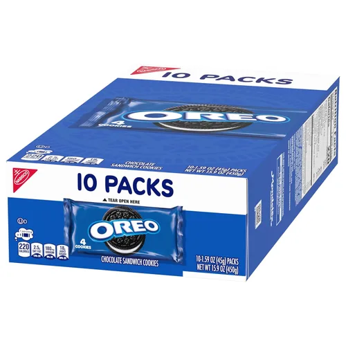 Vista 17 de OREO Galletas de sándwich de chocolate, 40 paquetes de aperitivos (4 galletas por paquete, 4 cajas)