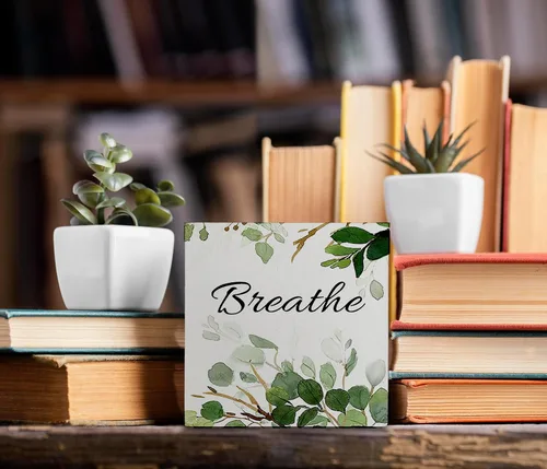 Vista 4 de kunlisa Breathe - Decoración de pared de baño para estantes, hojas de eucalipto botánico, decoración de escritorio, hojas de eucalipto rústicas