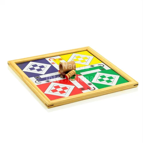 Vista 9 de Madera de pino hecha a mano hecha a mano 2 en 1 Ludo serpientes magnéticas y escaleras juego de mesa de viaje completo para adultos y familia