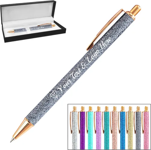 Vista 55 de Bolígrafo personalizado, 1 unidad, bolígrafo personalizado con logotipo de mensaje de nombre comercial impreso, carcasa de metal brillante de tinta