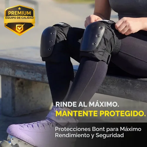 Vista 2 de Bont Rodilleras para adultos y jóvenes para patinaje, color negro, talla S