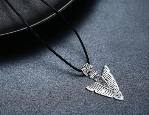Vista 4 de StoryEtain Collares vikingos con punta de flecha collares geniales de plata de ley S925 para hombres joyería vikinga punk hip hop regalo para amigos
