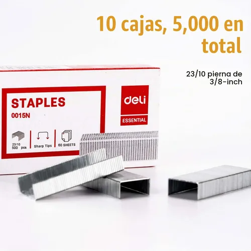 Vista 2 de Deli 5,000 grapas – Se adapta a engrapadora de capacidad de 60 hojas, longitud de pata de 3/8", capacidad de 70 hojas, 23/10, diseño de punta