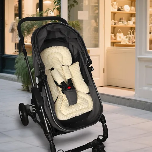 Vista 8 de Inserto de Asiento de Coche para Bebé Niño Niña, Inserto de Asiento de Coche 3 en 1 para Recién Nacido con Almohadillas y Correas, Respaldo