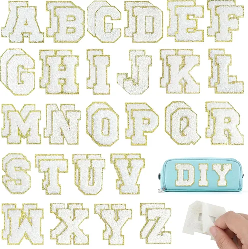 Vista 13 de Parches autoadhesivos de felpilla con letras A-Z, color negro, para ropa de tela, 26 piezas