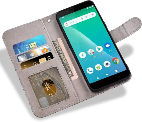 Vista 2 de Asuwish Funda de teléfono para SCHOK Volt SV55 SV55216 con protector de pantalla de vidrio templado y cubierta de cartera de encaje, soporte