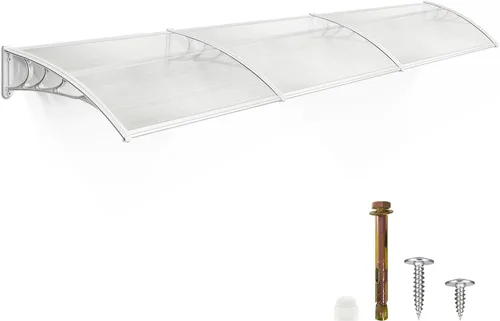 Vista 15 de MCombo - Toldo de policarbonato para ventana de exterior de 78.2 pulgadas, lámina hueca, toldo para puerta de patio