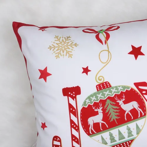 Vista 4 de Bonhause Red Christmas Throw Pillow Covers 16x16 Inch Set of 4 Navidad roja