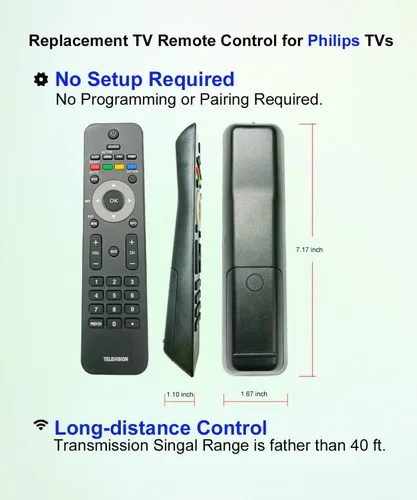 Vista 2 de Mando a distancia de repuesto universal para Philips 19PFL3403D/F7 22PFL3504D/F7 32PFL3514D/F7 32PFL3505D/F7 32PFL5403D/F7 32PFL3506/F7