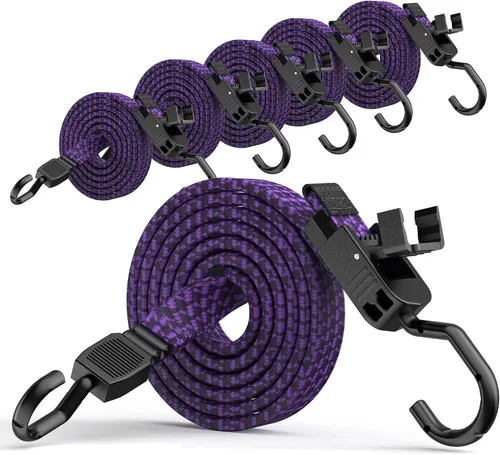 Vista 9 de Cuerdas elásticas resistentes para exteriores, cuerdas elásticas largas y ajustables con ganchos planos, correas elásticas de goma de alta
