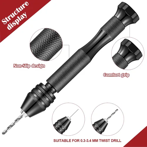 Vista 3 de Vinsot 95 brocas de micro mano, tornillo de banco de 1 pin y 94 piezas de micro torsión y PCB mini brocas para bricolaje, joyería de madera, cuentas