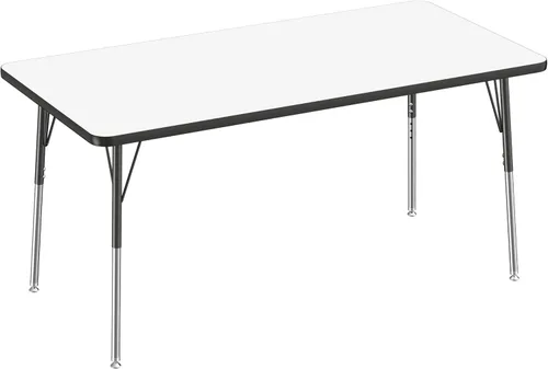 Vista 25 de FDP - Mesa rectangular para actividades escolares y de oficina (24 x 48 pulgadas), patas estándar con deslizadores giratorios, altura ajustable