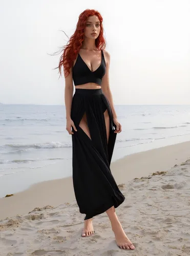 Vista 5 de Conjunto sexi de 2 piezas, para mujer, camiseta corta de gasa con tirantes y cuello en V pronunciado, falda larga con abertura frontal, conjunto
