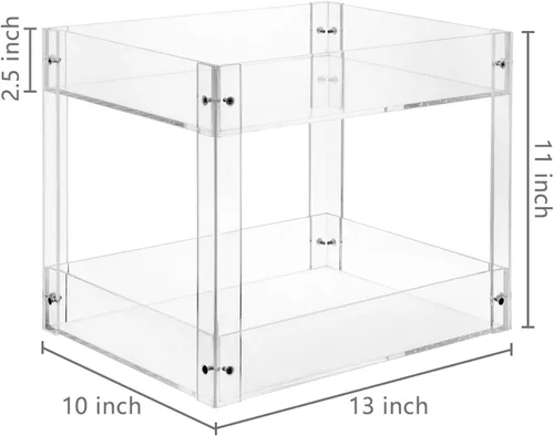 Vista 5 de MyGift Organizador de cartas de acrílico transparente de 2 niveles, tamaño A4, organizador de documentos de 2 niveles, soporte de papel de archivo