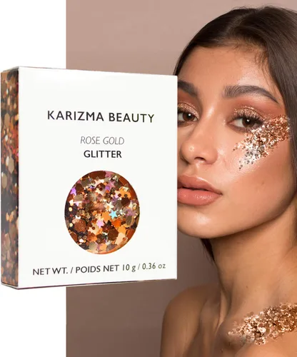 Vista 22 de KARIZMA 24K Gold Purpurina holográfica dorada Purpurina gruesa de 0.35 onzas para la cara, el cabello, los ojos y el cuerpo, para mujer. Purpurina