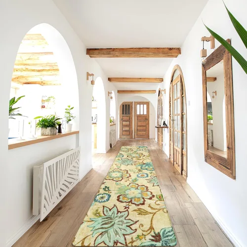 Vista 39 de Lahome - Tapete floral con estampado de cachemira, lavable, antideslizante, pequeño, anti-manchas, suave, para baño, entrada, dormitorio, Negro