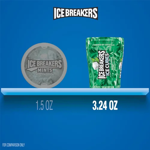 Vista 4 de ICE BREAKERS Ice Cubes - Botellas de goma de mascar sin azúcar con sabor a menta verde, 3.24 onzas (6 unidades, 40 piezas)
