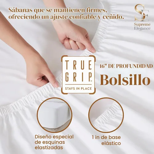 Vista 3 de Purity Home - Juego de sábanas 100% algodón de 400 hilos, percal refrescante, con bolsillo profundo elástico, ropa de cama de 3 piezas, lujo