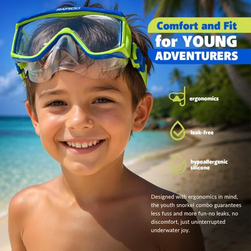 Vista 3 de Phantom Aquatics Rapido Clareza Junior Mask and Snorkel Combo