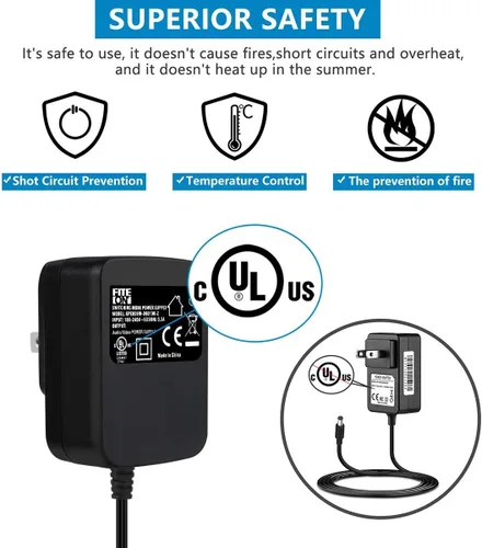 Vista 3 de Cargador adaptador de CA y CC de 9 V con certificación UL para cable de alimentación de teclado Casio CTK-4000 CTK-558