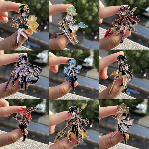 Vista 4 de Genshin Impact Pins Set Hutao, Xiao, Keqing, Beelzebul - Broches esmaltados para solapa, regalo para hombres y mujeres, accesorios de mochila