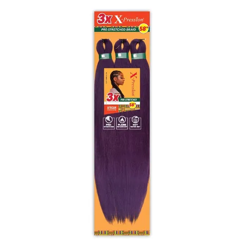 Vista 55 de Sensationnel X-Pression - Trenzas sintéticas prestiradas, 3 unidades, 58 pulgadas, negro azabache 1 Cabello trenzado, Kanekalon, ignífugo