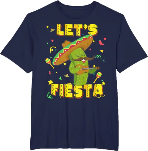 Vista 52 de Cinco De Mayo - Camiseta de regalo con sombrero de cactus Let's Fiesta, Negro, S