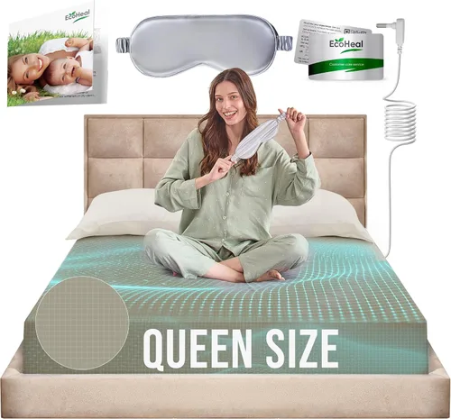 Vista 34 de Sábanas de Ajuste con Conexión a Tierra ECOHEAL Tamaño Queen con 12% Fibra de Plata & 4% Seda & 84% Algodón - Gris - Sábana Conectada a Tierra