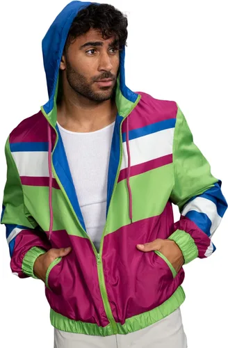 Vista 6 de Chaqueta cortavientos retro ligera con diseños coloridos de los años 80 y 90