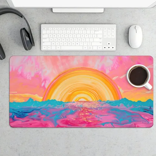 Vista 18 de Large Mouse Pad Beach Flamingos Palm Trees Rubber Base Keyboard Long Gaming Mouse pad Desk Mat Waterproof Non-Slip Protector Laptop Pads for Work
