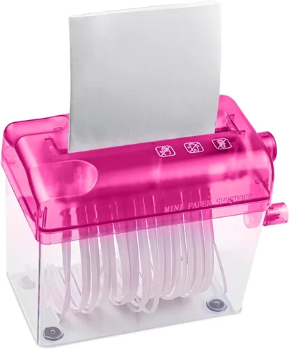 Vista 8 de JIKIOU Mini trituradora de mano portátil trituradora de papel manual trituradora de documentos herramienta de corte de papel para el hogar oficina
