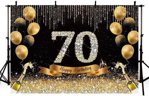 Vista 3 de AIBIIN Telón de fondo de 30 cumpleaños negro y dorado de 7 x 5 pies con texto en inglés "Cheers to 30" Anniversary Photography Background Women Gold