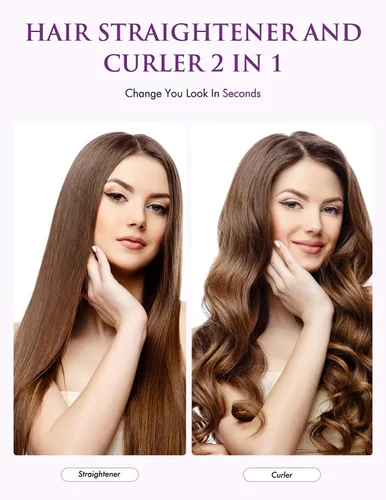 Vista 4 de LANDOT Plancha para el cabello y rizador 2 en 1: crea ondas de salón, rizos y estilos lisos en casa Placas flotantes, anti-frizz y sin enredos