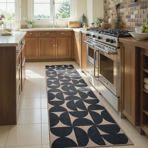 Vista 93 de Lahome Tapetes geométricos para puerta de interior para entrada, alfombra antideslizante lavable de 2 x 3 negro / neutro