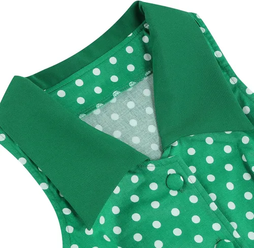Vista 4 de Vestido de cóctel sin mangas vintage de los años 50 y 60 para mujer, vestido de fiesta de graduación con cinturón y lunares florales Audrey