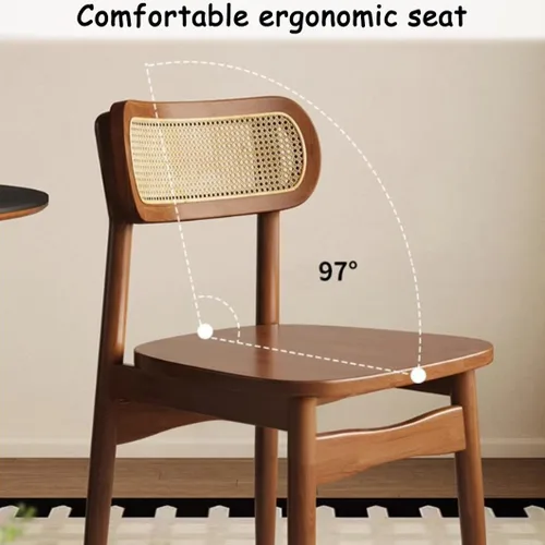 Vista 4 de YVYKFZD Juego de sillas de comedor de madera maciza, sillas de cocina sin brazos, silla de comedor con respaldo de ratán, cómoda silla lateral