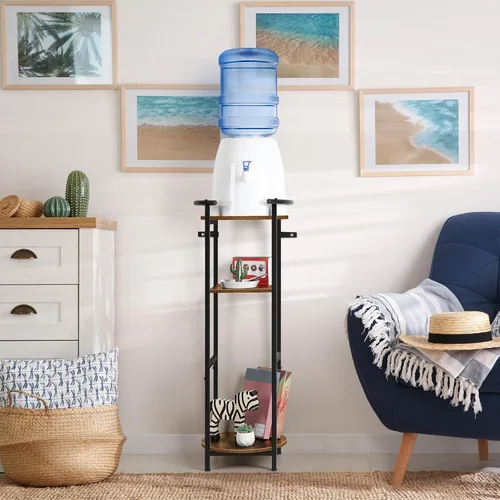 Vista 7 de Soporte para Dispensador de Agua de 5 Galones, Soporte de 3 Niveles para Dispensador de Bebidas con Estante de Almacenamiento, Soporte de Agua