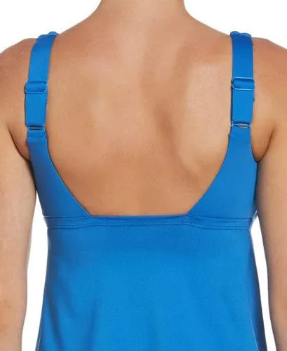 Vista 2 de Nike Essentials - Tankini de cuello redondo para mujer (talla M, azul pacífico), Pacific Blue