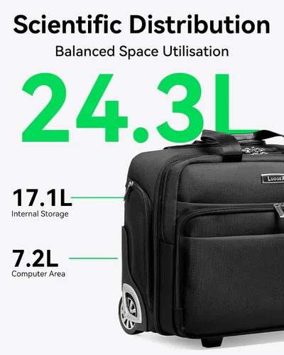 Vista 8 de LUGGEX negro (Carry On Underseat Luggage Black Bagage), Negro -, Equipaje debajo del asiento con ruedas